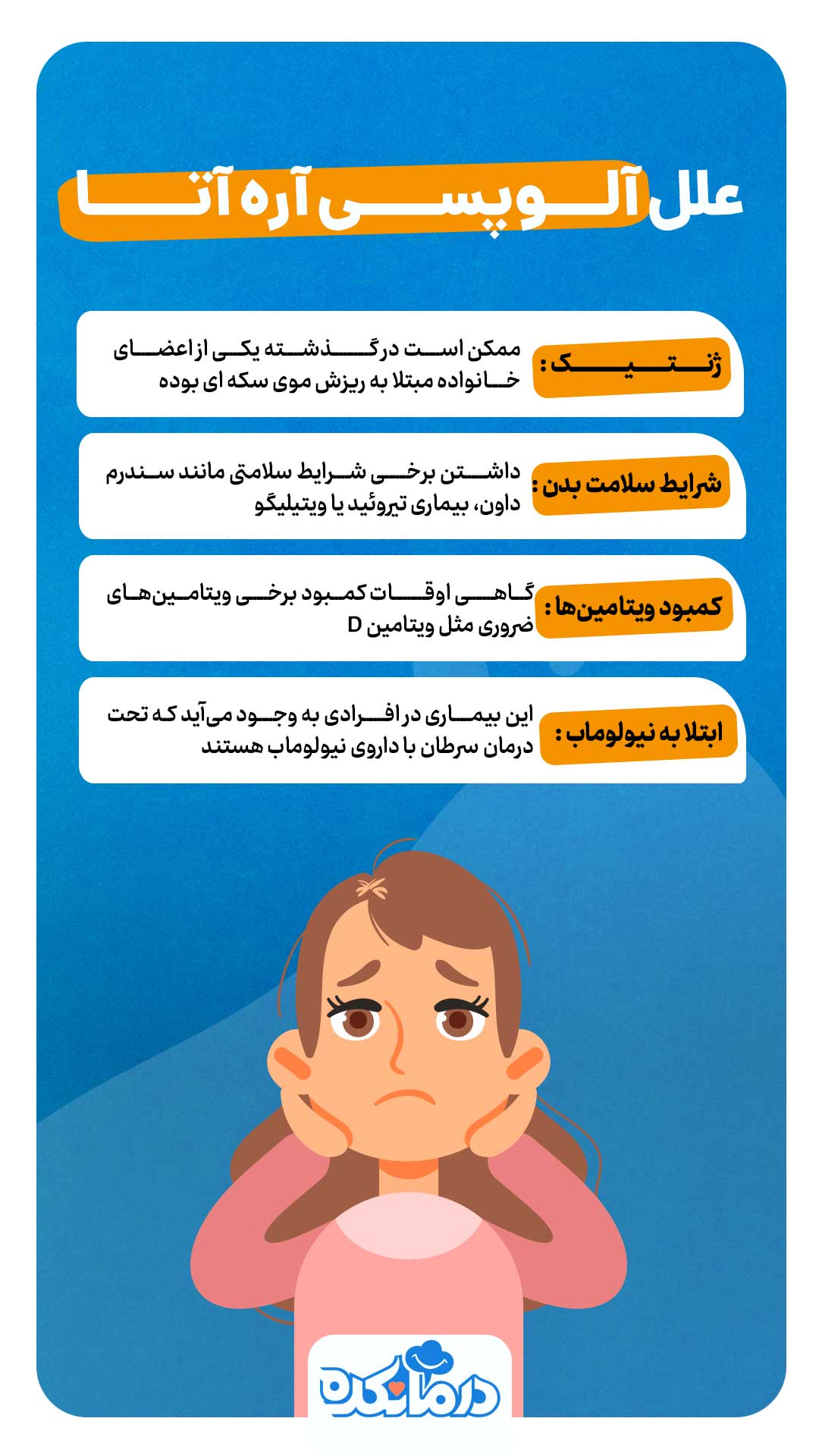 تصویر اینفوگرافی از علل آلوپسی آره آتا