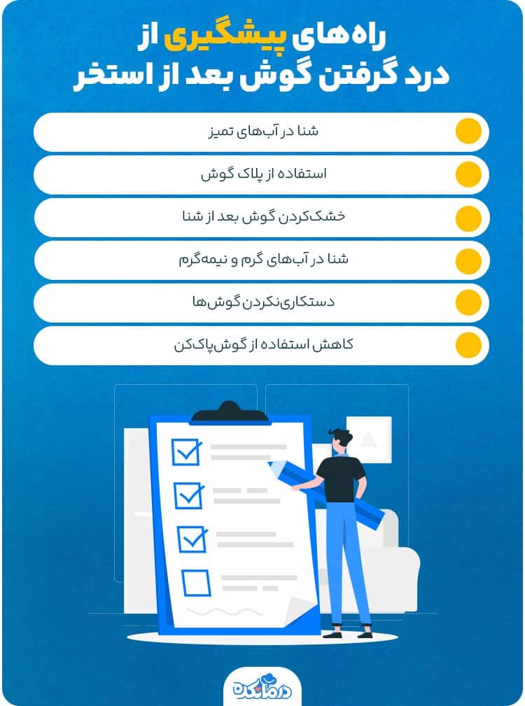 اینفوگرافی پیشگیری از درد گرفتن گوش بعد از استخر