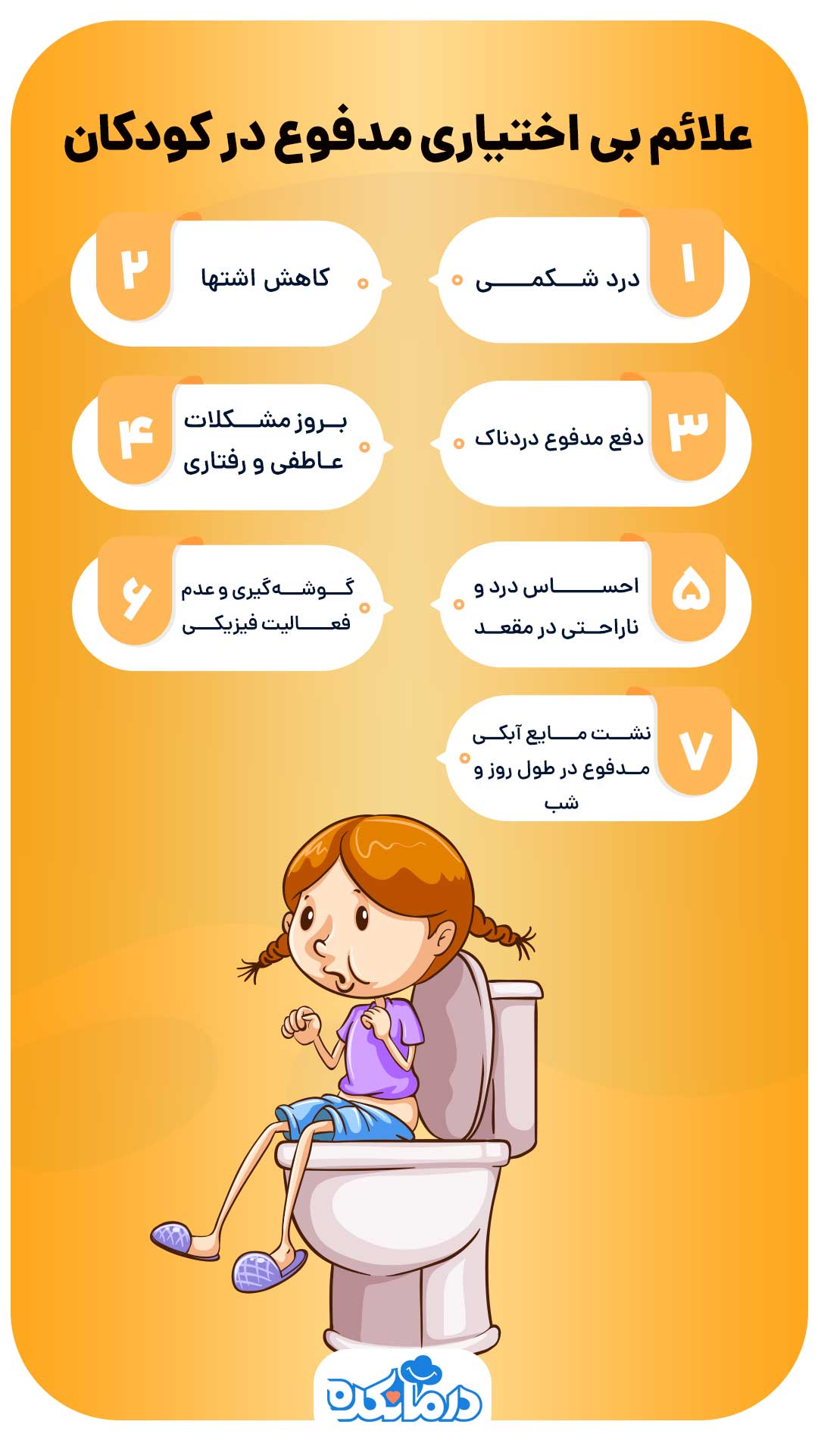 اینفوگرافیک علائم بی اختیاری مدفوع در کودکان