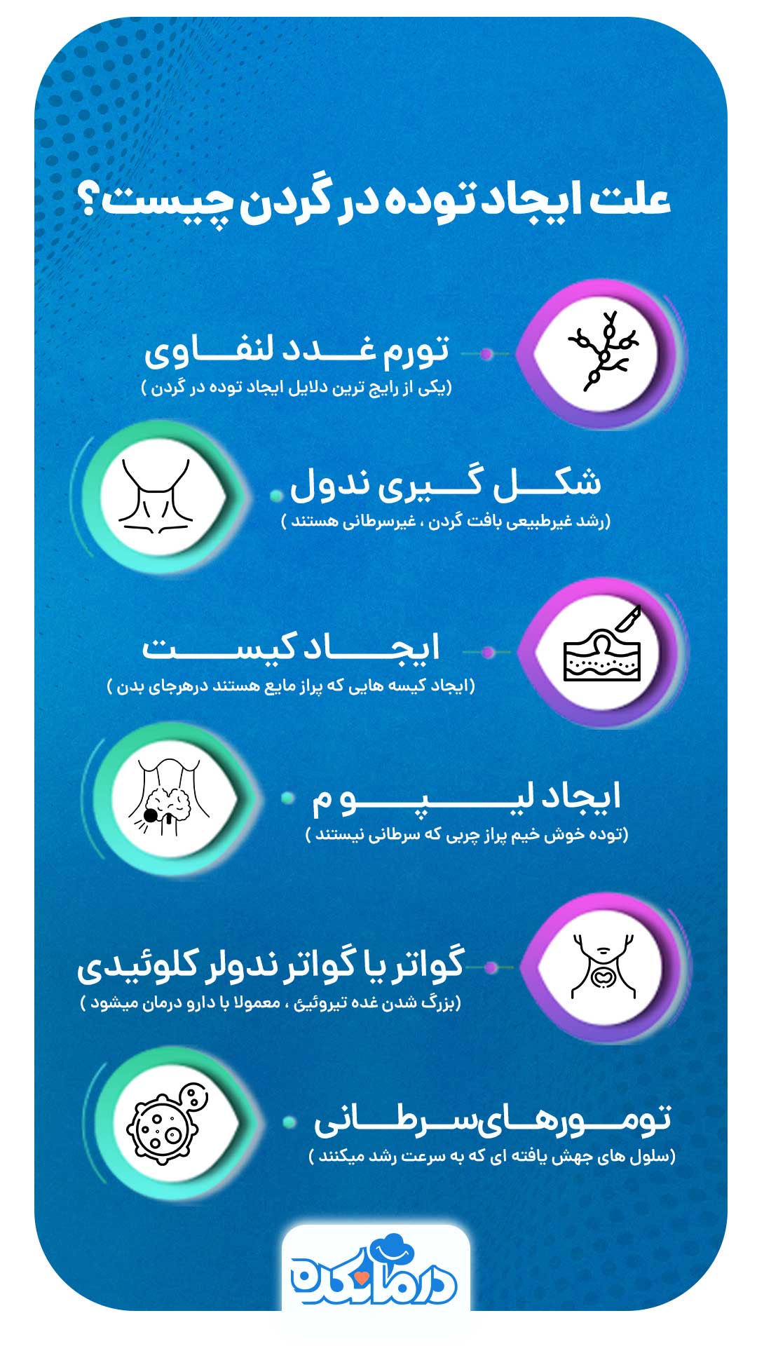 اینفوگرافی از دلایل بروز توده در گردن