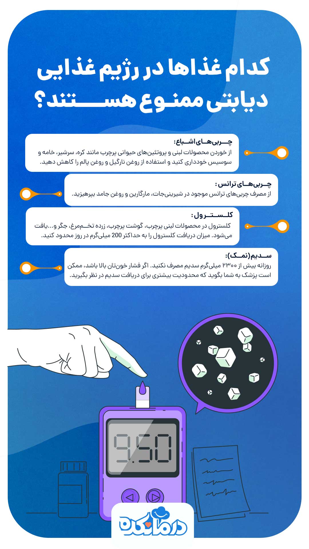 اینفوگرافی از غذاهایی ممنوع در رژیم غذایی دیابتی